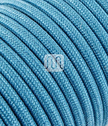 merlotti 20370 Kabel Elektro Rund Schlauchleitung H03VV-F 2 x 0.75, Canvas Türkis, 3 m von Merlotti