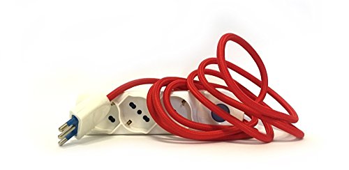 merlotti 35950 Elektrische Mehrfachsteckdose mit Kabel H05VV-F 3 x 1.00, Kabel: Rot, 2.50 m von Merlotti