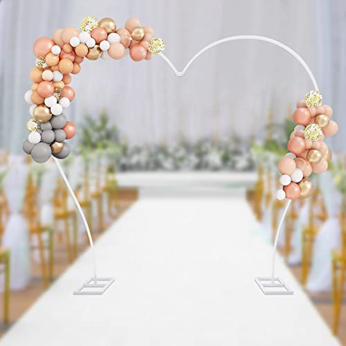 Mermajestic 2.3M Metall Hochzeitsbogen Hintergrundständer, Traubogen Herzförmige Hochzeit Ballon gewölbter Bogenrahmen mit Stabile Basis, für Geburtstagsparty Brautparty Zeremonie Dekoration (Weiß) von Mermajestic