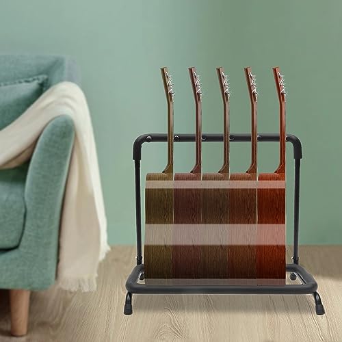 Mermajestic Gitarrenständer, Abnehmbares Mehrfach Gitarrenhalter, Metall Gitarrenständer, Zuhause oder Studio Gitarren Bodenständer mit Verstellbare Füße für Klassik Gitarre, E-Gitarre (5 Kopf) von Mermajestic