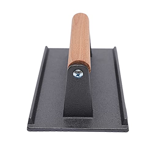 Mermajestic Gusseisen-Fleischpresse, 21,01 × 10,49 cm, Burger-Smasherpresse, rostbeständige Gusseisenpresse mit Holzgriff, antihaftbeschichtete Pflanzenölbeschichtung, für Zuhause, Küche, Restaurants von Mermajestic