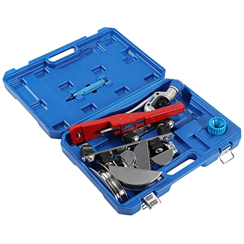 Mermajestic Rohrbieger-set, Rohrbiegemaschine, Handrohrbieger Satz 6-22mm Rohrbiegegerät bis 90°, Entgratwerkzeug, Praktischer Rohrschneider, Multi-Spezifikation Zubehör,Alu Verbundrohr (Rot) von Mermajestic