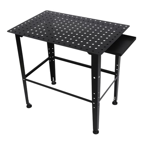 Mermajestic Schweißtisch Montagetisch DIY-Bausatz, mit Metallbeinen, klappbare Werkbank, Kohlenstoffstahl Freistehend Schweißtisch, Anti-Rutsch-Fußpads Höhenverstellbar, Tragkraft bis 598.kg von Mermajestic