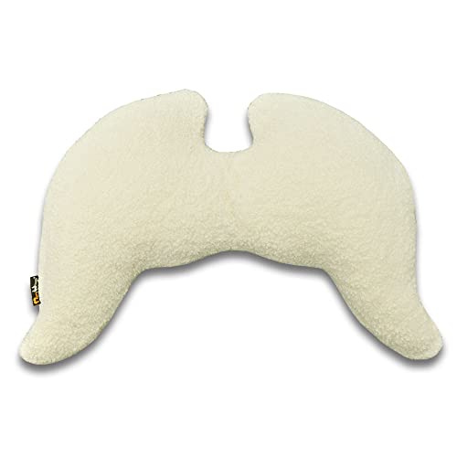 MeroWings Flügelkissen, Joy (M) Creme Bio Baumwolle Plüsch-Bezug + Patentierte Füllung. Dekokissen vom Designer, Ergonomisches Kissen, Sofakissen,Lendenwirbelkissen,Lesekissen, Kuschelkissen Flauschig von MeroWings