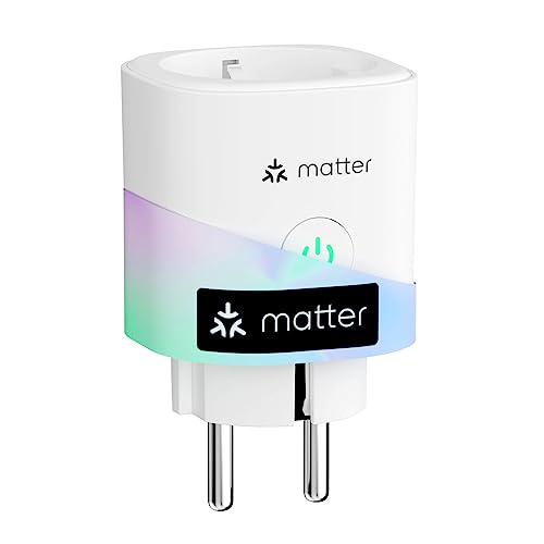 Meross Matter Smart Steckdose mit Stromverbrauch, WLAN Steckdose mit Stromzähler für Balkonkraftwerk, funktioniert mit Apple HomeKit, Alexa und Google, 16A, 1 Stück von meross