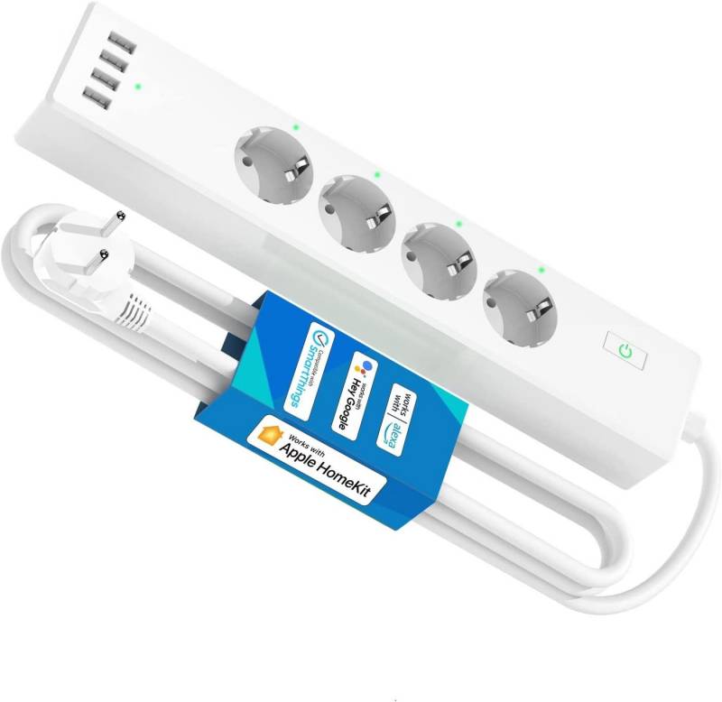 Meross Meross Smart Wi-Fi Power Strip 4 AC + 4 USB Steckdosenleiste 4-fach (USB-Anschlüsse), Mehrfachsteckdose mit Überspannungsschutz von Meross