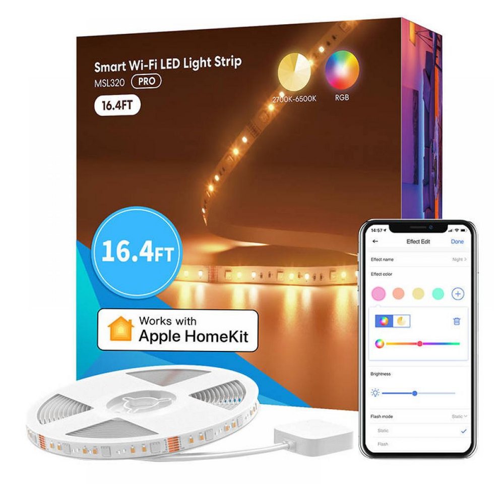 Meross Meross Smart Wi-Fi RGBWW LED Light Strip, 5m Smarter LED-Lichtstreifen von Meross