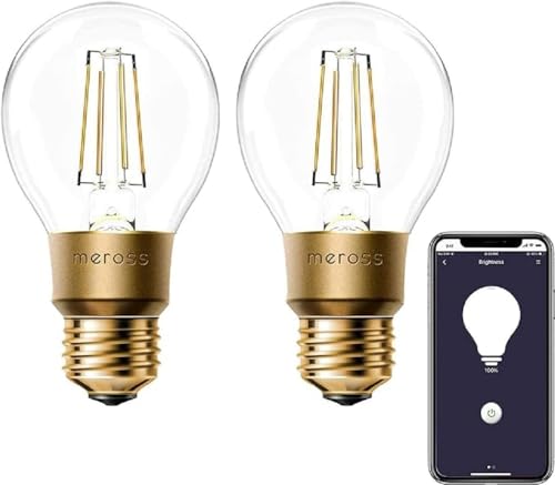 meross Smart Vintage Glühbirne WLAN Glühbirne 2 pcs, Smart Edison Retro Lampe WarmweißDimmbare LED Lampe, kompatibel mit Alexa, Google Assistant und SmartThings, E27 60W Äquivalent von meross