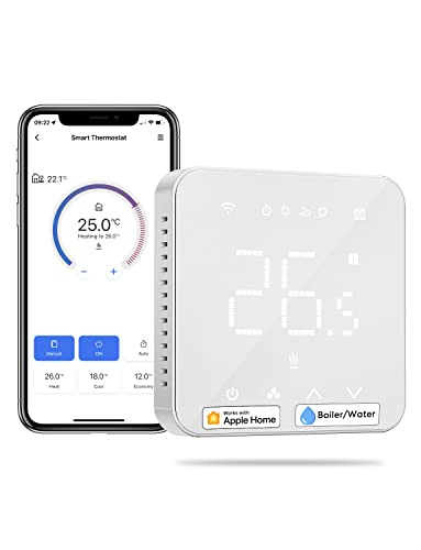 Meross Smart Thermostat Boiler WLAN Heizungsthermostat Raumthermostat WiFi Thermostat Heizen & Kühlen Intelligente Wandthermostat für Siri & Google Sprachfehl, Fernsteuerung von meross