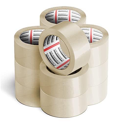 Merrimen Strapazierfähiges Paketklebeband I Sicheres, haftendes & starkes Klebeband für Verpackungskartons, Umzugskartons & große Posttüten zur Langzeitlagerung I 48mm x 66m, 12 Rollen, Klar von Merrimen