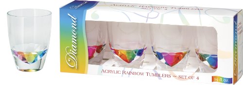 Merritt International Acryl-Trinkgeschirr-Geschenkset, Regenbogen-Diamant-Becher, 400 ml von Merritt International