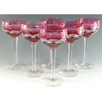 John Walsh Kristall - Set 6 Cranberry Fruiting Vine Hock Gläser 16 3/4" John Walsh Kristall - Set 6 Cranberry Fruiting Vine Hock Gläser 16 3/4" von MerrittRobinsonStore