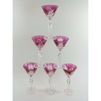 Val St Lambert Crystal - Munster Cut Set 6 Cocktailglas/Gläser 5 7/8" von MerrittRobinsonStore