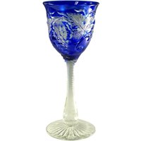stevens & Williams Kristall - Cobalt Overlay Fruiting Vine Hock Weinglas von MerrittRobinsonStore