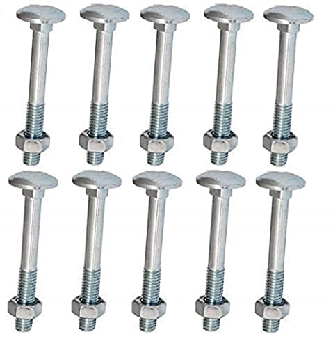 Bulk Hardware bh04824 M6 x 75 mm Schlossschraube und ZP Mutter – Silber (10 Stück) von Merriway