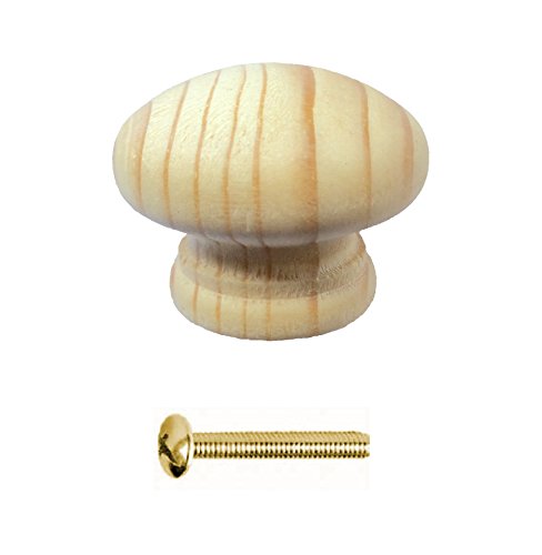 Bulk Hardware bh04914 Kiefer Schrank Schrank Türknauf mit Bolzen und Einsatz unlackiert 38 mm, Set 4 Stück von Merriway