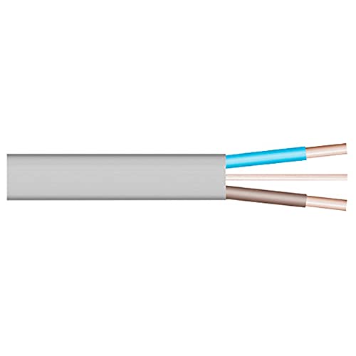 Merriway BH01482 10,0 mm Flache Zwillings- und Erdkabel 6242Y, 1 m, Grau / Weiß von Merriway