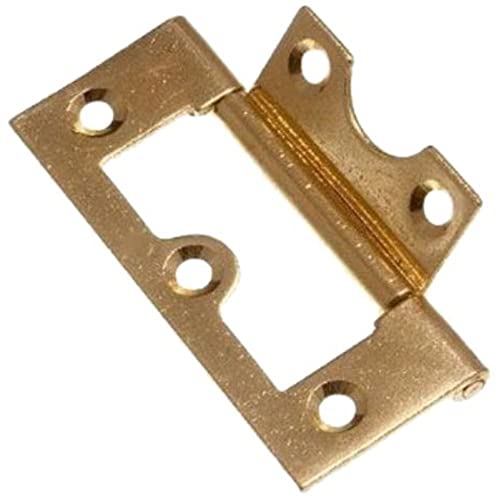Merriway BH01742 75 mm Bündiges Scharnier, Galvanisch vermessingt / Weiß, 2 Stück von Merriway