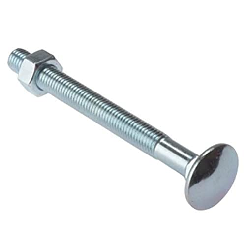 Merriway BH02151 Schlossschraube und Mutter M6 x 100 mm, Verzinkt, Weiß, 4 Stück von Merriway