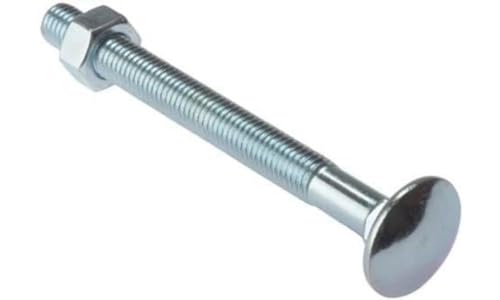 Merriway BH02154 Schlossschraube und Mutter M8 x 100 mm, Verzinkt, Weiß, 2 Stück von Merriway