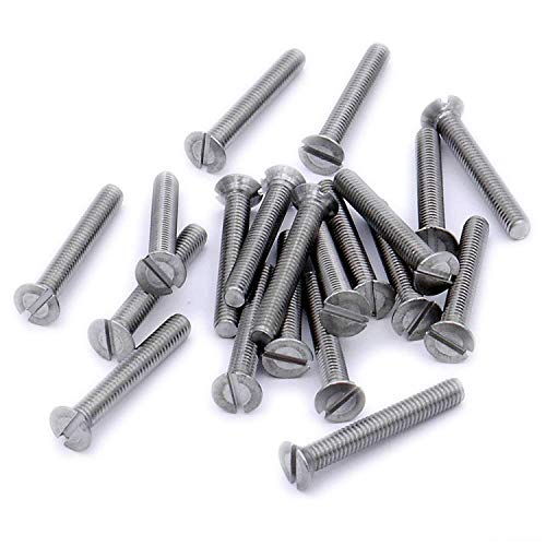 Merriway BH02526 Geschlitzte Senkkopf-Maschinenschraube M6 x 40 mm mit Mutter, Glänzend verzinkt / Weiß, 25 Stück von Merriway