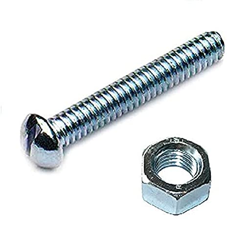 Merriway BH02535 Rundkopf-Maschinenschraube mit Mutter 1/4 x 1 Zoll, Glänzend verzinkt / Weiß, 2 Stück Merriway BH02535 Rundkopf-Maschinenschraube mit Mutter 1/4 x 1 Zoll, Glänzend verzinkt / Weiß, 2 Stück von Merriway