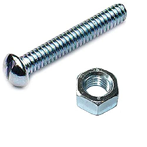 Merriway BH02537 Rundkopf-Maschinenschraube mit Mutter 1/4 x 2 Zoll, Glänzend verzinkt / Weiß, 2 Stück Merriway BH02537 Rundkopf-Maschinenschraube mit Mutter 1/4 x 2 Zoll, Glänzend verzinkt / Weiß, 2 Stück von Merriway