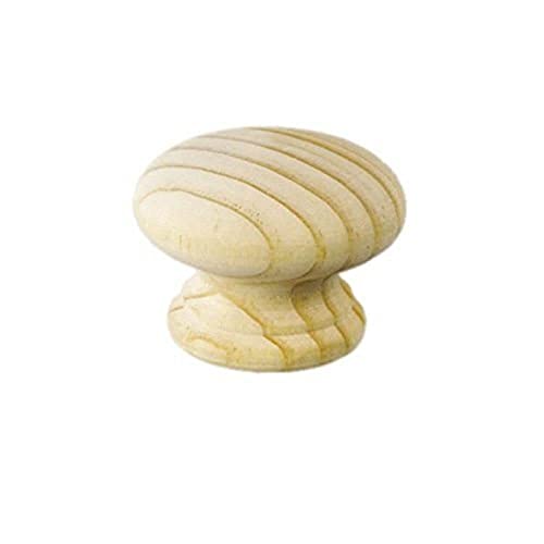Merriway BH03884 Türknopf Kiefer gebohrt Unlackiert 60 mm, Weiß, 4 Stück von Merriway