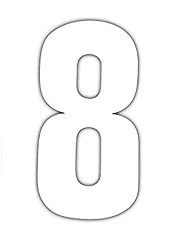 Merriway BH04247 Selbstklebendes Vinyl Mülltonne 150 mm Nummer 8, Weiß, 3 Stück von Merriway