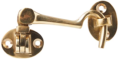 Merriway BH05742 Silent Cabin Door Hook And Eye, 75mm (3 Inch), Polished Brass Leiser Kabinentürhaken und Öse, 75 mm, poliertes Messing von Merriway