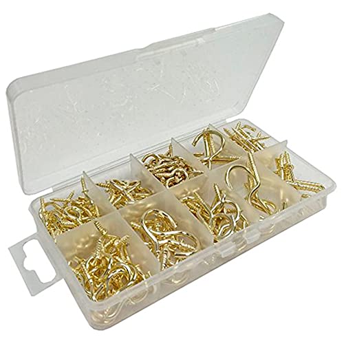 Merriway BH06593 Sortiment von Messing-Haken in einer Tragetasche mit 10 Fächern, 115, mehrfarbig, 2 Stück Vermessingte Tassenhaken und Kommodenhaken von Merriway