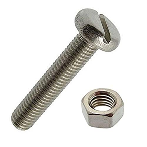 Merriway BH06933 Bulk Hardware Maschinenschrauben, Edelstahl, 316 A4, mit Schlitz, M8 x 50 mm, silberfarben, 5 Stück von Merriway