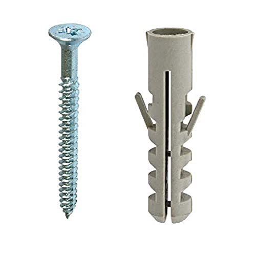 Merriway BH07170 Holzschrauben mit Senkkopf, Doppelgewinde, BZP mit grauem Nylon, strapazierfähige Dübel, 5 cm x 8 cm, silberfarben Merriway BH07170 Holzschrauben mit Senkkopf, Doppelgewinde, BZP mit grauem Nylon, strapazierfähige Dübel, 5 cm x 8 cm, silberfarben von Merriway