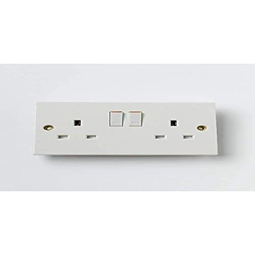 Merriway BH07458 13amp 2-Gang Switched Socket 13 Ampere 2-fach-Steckdose mit Schalter, weiß von Merriway