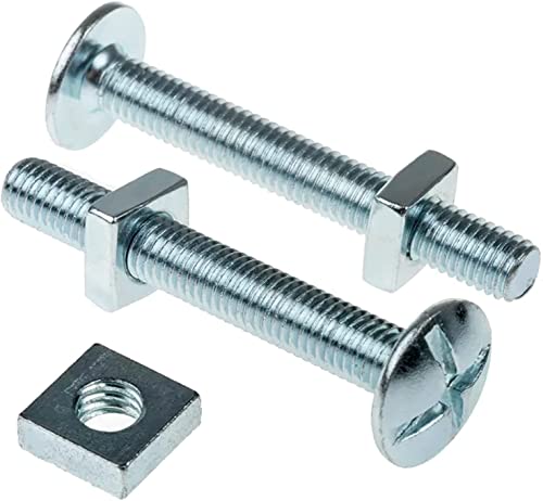 Merriway BH07600 hell verzinkt Stahl M8 x 50 mm Dachschraube und Mutter, Silber von Merriway