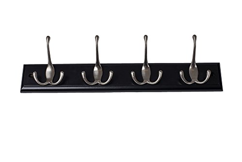Merriway Dreifach-Hut- und Mantelhaken mit 4 glänzenden Chrom-Haken auf schwarzer Schiene, BH03930 Merriway Dreifach-Hut- und Mantelhaken mit 4 glänzenden Chrom-Haken auf schwarzer Schiene, BH03930 von Merriway