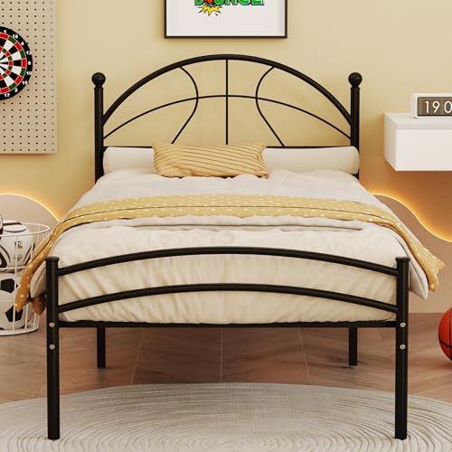 Merronix Doppelbettrahmen mit Basketball-Kopfteil, robuste Metall-Plattformbett unter dem Bett, Stauraum, kein Boxspringbett erforderlich, Doppelbett für Kinder und Erwachsene, Schwarz Merronix Doppelbettrahmen mit Basketball-Kopfteil, robuste Metall-Plattformbett unter dem Bett, Stauraum, kein Boxspringbett erforderlich, Doppelbett für Kinder und Erwachsene, Schwarz von Merronix