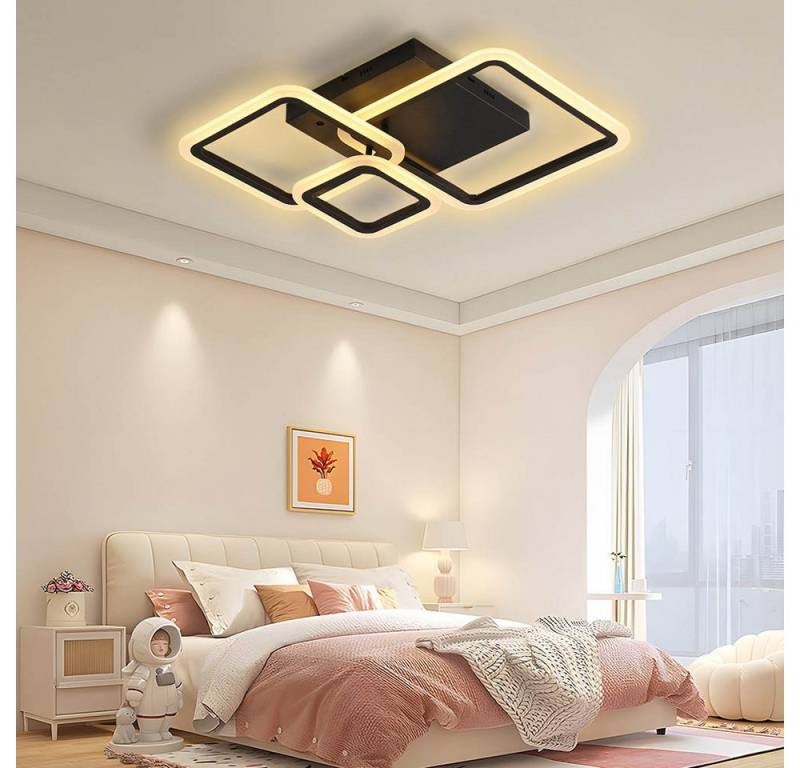 Merry 2024 Deckenleuchte LED Deckenleuchte Dimmbar Wohnzimmerlampe mit Fernbedienung, 3 Quadrate - 48×48×11cm, 3000K-6000K,für Wohnzimmer Esszimmer Schlafzimmer Küche von Merry 2024