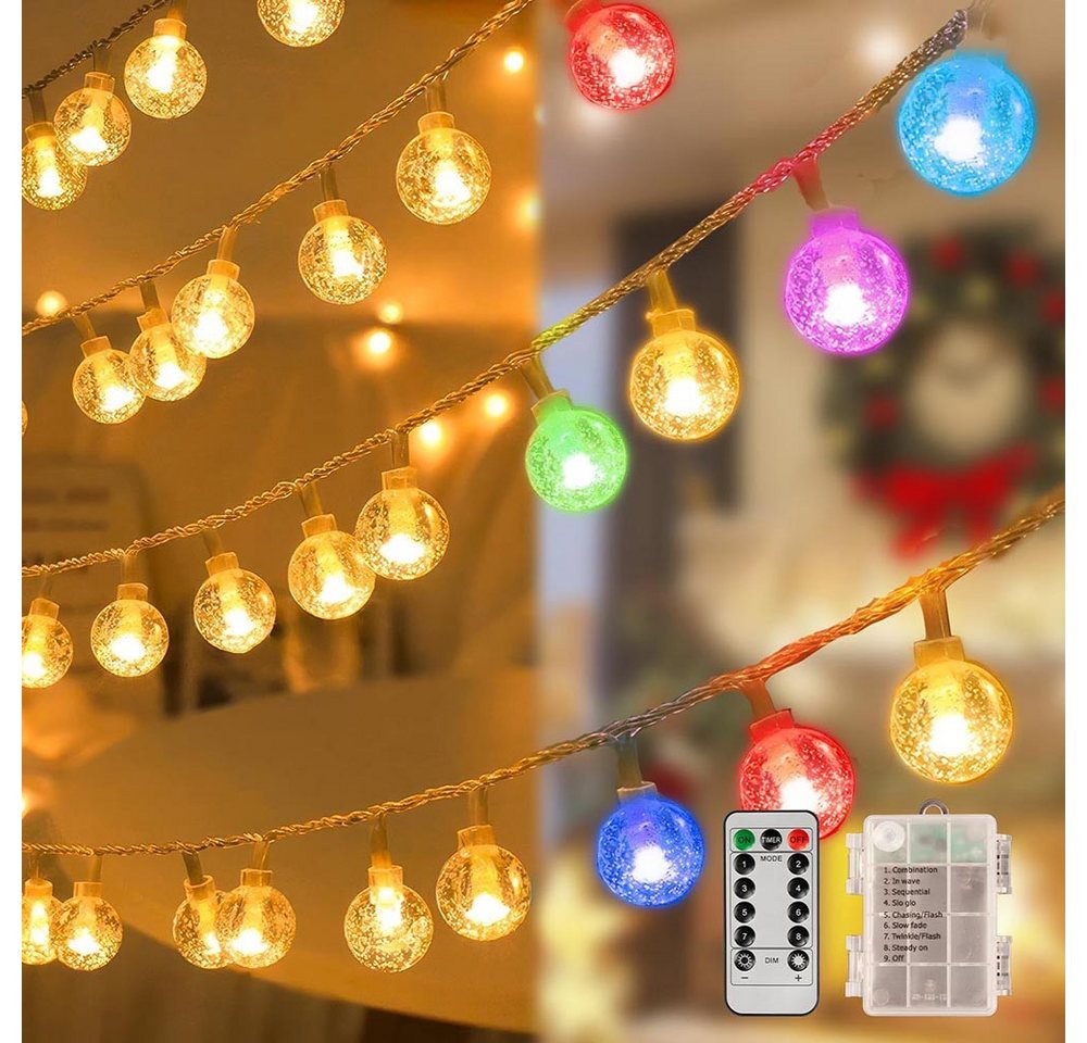 Merry 2024 LED-Lichterkette LED Kugel Lichterkette Dimmbar,Gartenleuchte Weihnachtsdeko, LED Kristallkugel Lichterkette mit 8 modi,Timer Merry 2024 LED-Lichterkette LED Kugel Lichterkette Dimmbar,Gartenleuchte Weihnachtsdeko, LED Kristallkugel Lichterkette mit 8 modi,Timer von Merry 2024
