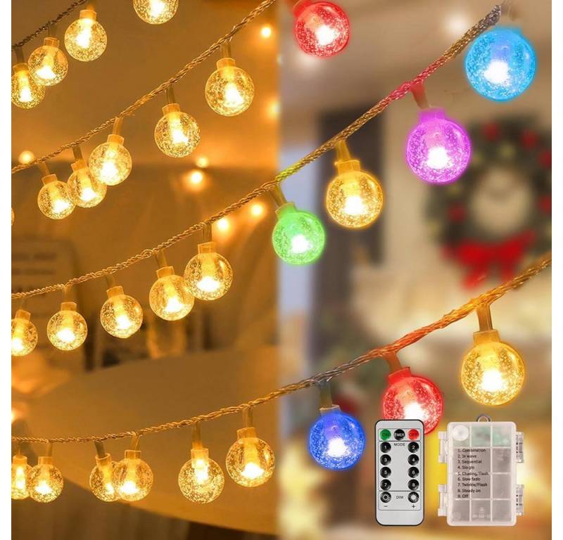 Merry 2024 LED-Lichterkette LED Kugel Lichterkette Dimmbar,Gartenleuchte Weihnachtsdeko, LED Kristallkugel Lichterkette mit 8 modi,Timer Merry 2024 LED-Lichterkette LED Kugel Lichterkette Dimmbar,Gartenleuchte Weihnachtsdeko, LED Kristallkugel Lichterkette mit 8 modi,Timer von Merry 2024