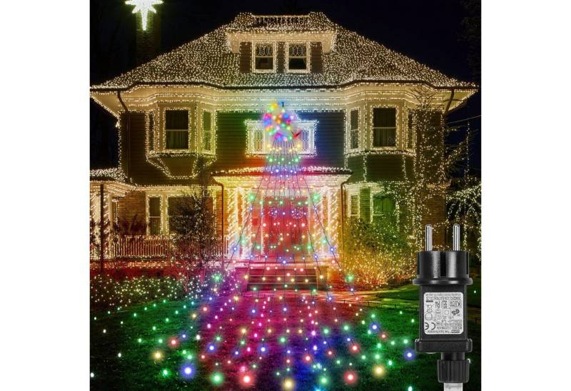 Merry 2024 LED-Lichterkette LED-Lichterkette,Christbaumbeleuchtung,LED Weihnachtsbaum Lichterkette, 350-flammig, mit Topper Moon Star,Christbaumbeleuchtung,8-Modi,Timer,IP44 von Merry 2024
