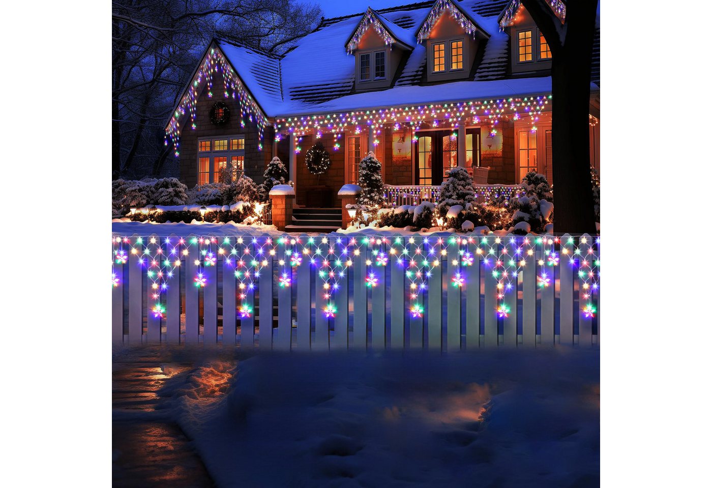 Merry 2024 LED-Lichterkette LED Lichtervorhang Sterne,LED-Weihnachtslichterkette,Weihnachtsdeko, Weihnachtsbeleuchtung, 8 Modi,mit 12 funkelnden Sternentropfen von Merry 2024