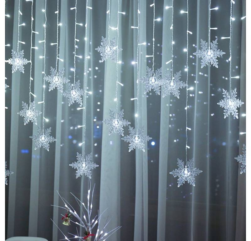 Merry 2024 Lichternetz LED Lichterkette Lichtervorhang,3.5M 96 LEDS Schneeflocke Fenster, Weihnachtsdeko,LED Vorhang Licht für Innen Außen Fensterdeko Halloween von Merry 2024