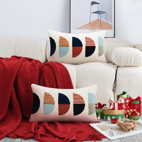 Merrycolor 2er Set Stickerei Kissenbezug 30 x 50 cm, Kopfkissenbezug mit Verstecktem Reißverschluss, Super Baumwolle Mikrofaser Bequemer Kissenhülle, Pillow Cover für Wohnzimmer Schlafzimmer von Merrycolor