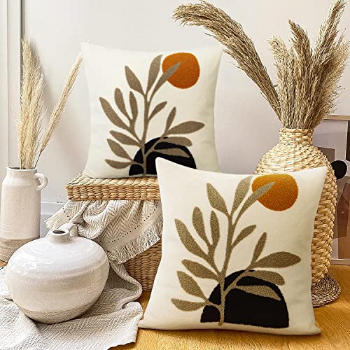 Merrycolor 2er Set Stickerei Kissenbezug 45 x 45 cm, Kopfkissenbezug mit Verstecktem Reißverschluss, Super Baumwolle Mikrofaser Bequemer Kissenhülle, Pillow Cover für Wohnzimmer Schlafzimmer von Merrycolor