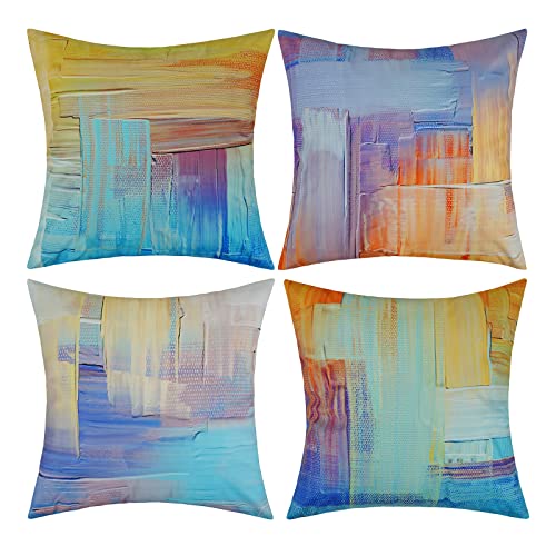 Merrycolor 4er Set Samt Kissenbezug 45x45 Abstrakt Kissenbezüge Lila Kissenhülle Samtkissen Dekokissenbezug Sofakissen für Sofa Schlafzimmer (45 x 45 cm, Lila) von Merrycolor