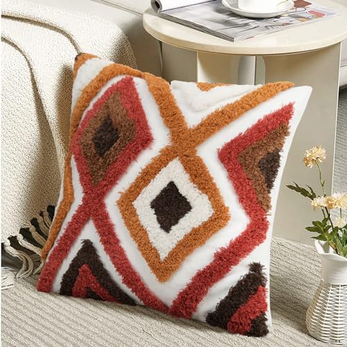 Merrycolor Boho Kissenbezüge 45x45cm,Weihnachten Kissenbezug Dekoration Moderne Kissenhüllen Dekorative Sofakissen Dekokissen Weicher Zierkissenbezug Wohnzimmer Sofa Schlafzimmer 1er Set Rot von Merrycolor