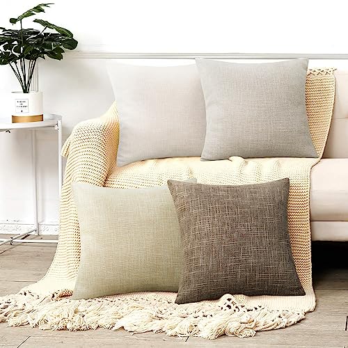 Merrycolor Kissenbezug 45x45 cm 4er Set Chenille-Stoff Kissenbezüge Flauschig Farbverlauf Kissenhülle Dekokissenbezug für Sofa Schlafzimmer Wohnzimmer Balkon(Beige,45x45cm) von Merrycolor