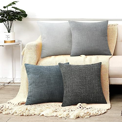 Merrycolor Kissenbezug 45x45 cm 4er Set Chenille-Stoff Kissenbezüge Flauschig Farbverlauf Kissenhülle Dekokissenbezug für Sofa Schlafzimmer Wohnzimmer Balkon(grau,45x45cm) von Merrycolor