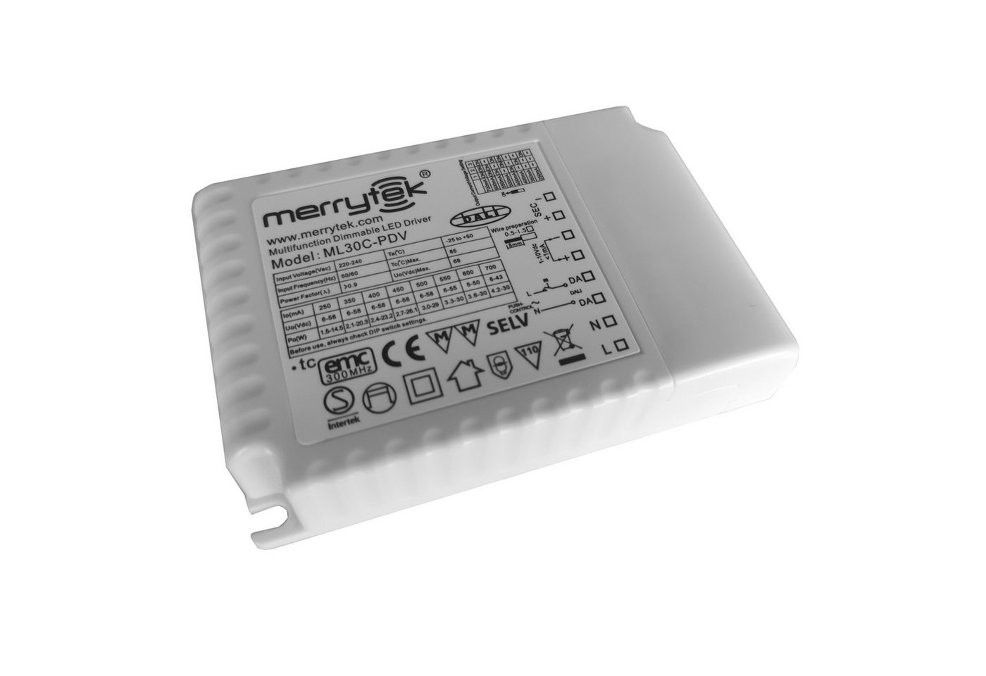 Merrytek ML30C-PDV 30W DALI, 1-10V, push DIM dimmbar LED-Treiber für LED Lampe LED Trafo Merrytek ML30C-PDV 30W DALI, 1-10V, push DIM dimmbar LED-Treiber für LED Lampe LED Trafo von Merrytek